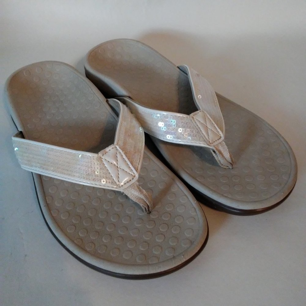 Vionic With Orthaheel Sequins Flip Flop Sandals 7m - image 1